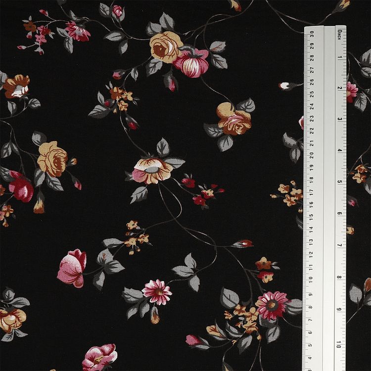 Ткань Штапель с рисунком, 5 м, ширина 145 см, 110 г/м2, цвет: с1 черный, TBY — картинка 5