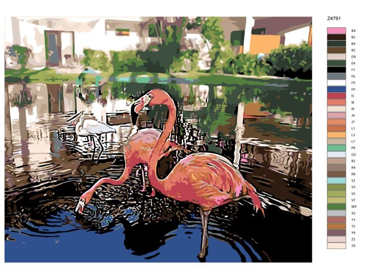 Картина по номерам «Розовые фламинго» — картинка 2