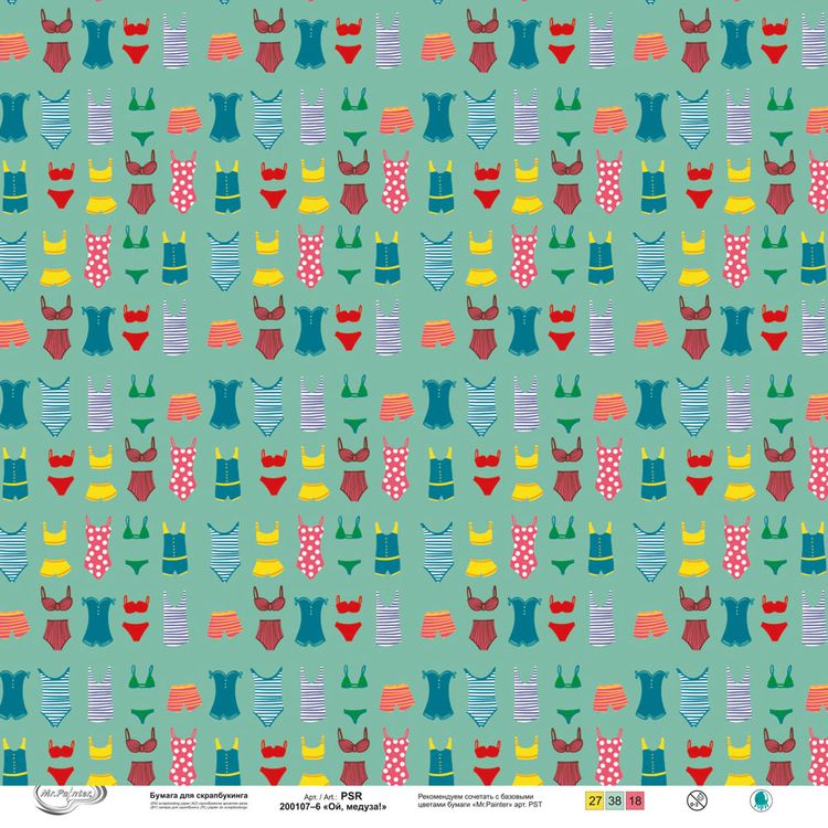 Бумага для скрапбукинга «Ой, медуза! 6», 190 г/м2, 30,5x30,5 см, 10 шт., Mr.Painter — картинка 2