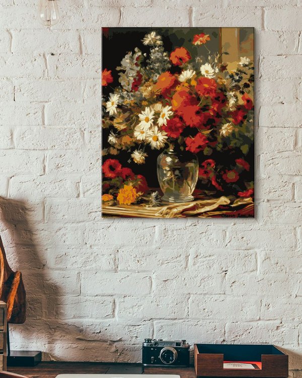 Картина по номерам «Букет с ромашками и пионами» — картинка 3