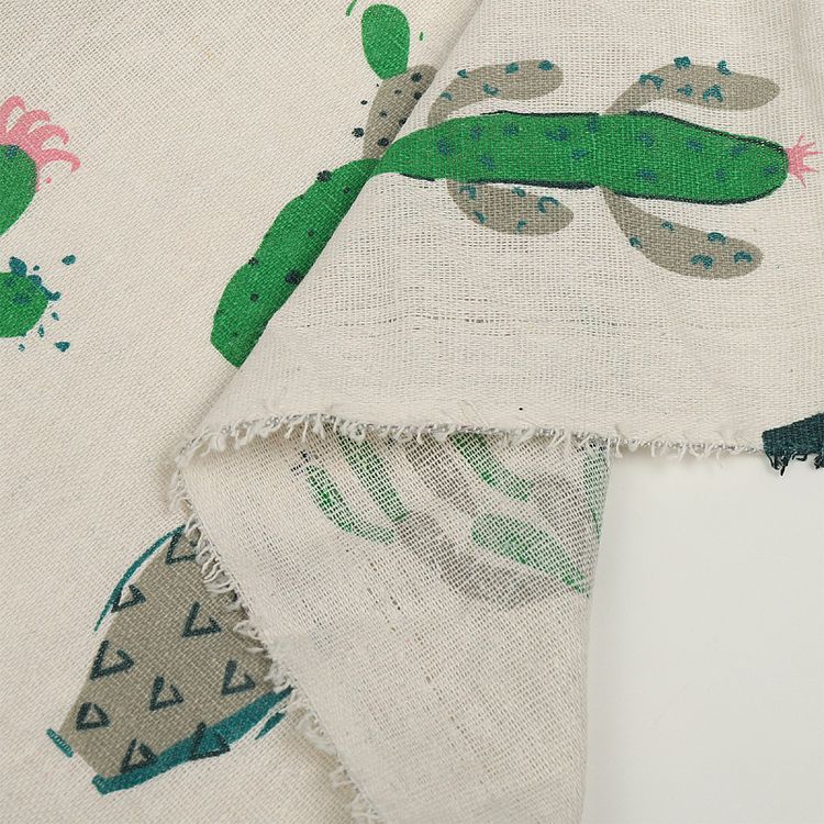 Ткань Лен, 140 г/м², 5 м x 150 см, цвет: белый, растительный принт, TBY — картинка 4