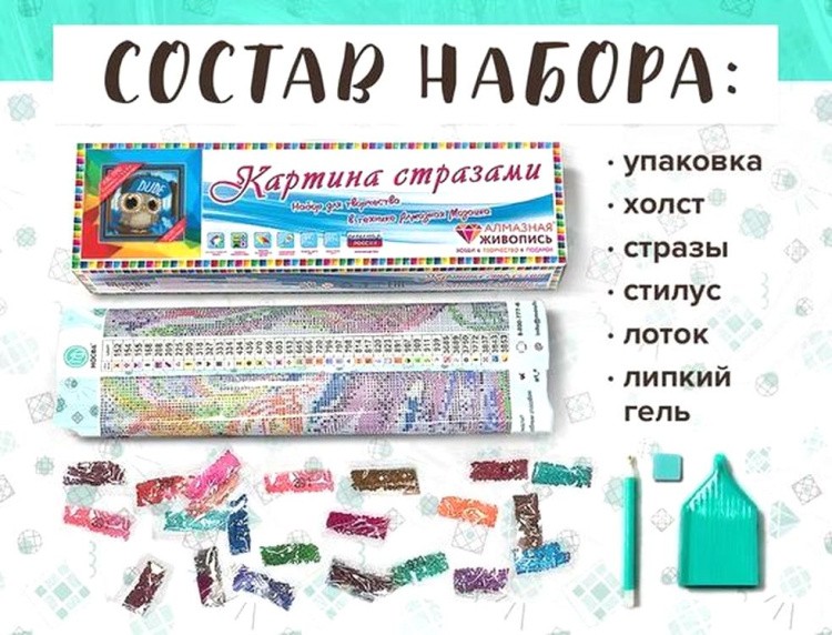 Алмазная вышивка «Сова в кепке» — картинка 2