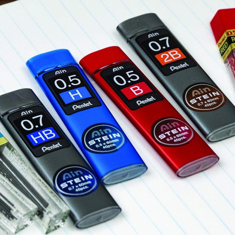 Грифели для карандашей автоматических Ain Stein 0.7 мм 40 грифелей в тубе, 2B, Pentel — картинка 6