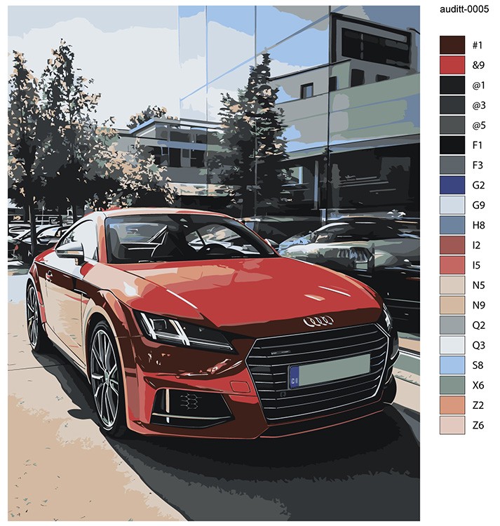 Картина по номерам «Машина Ауди ТТ на дороге в городе 40x50» — картинка 2