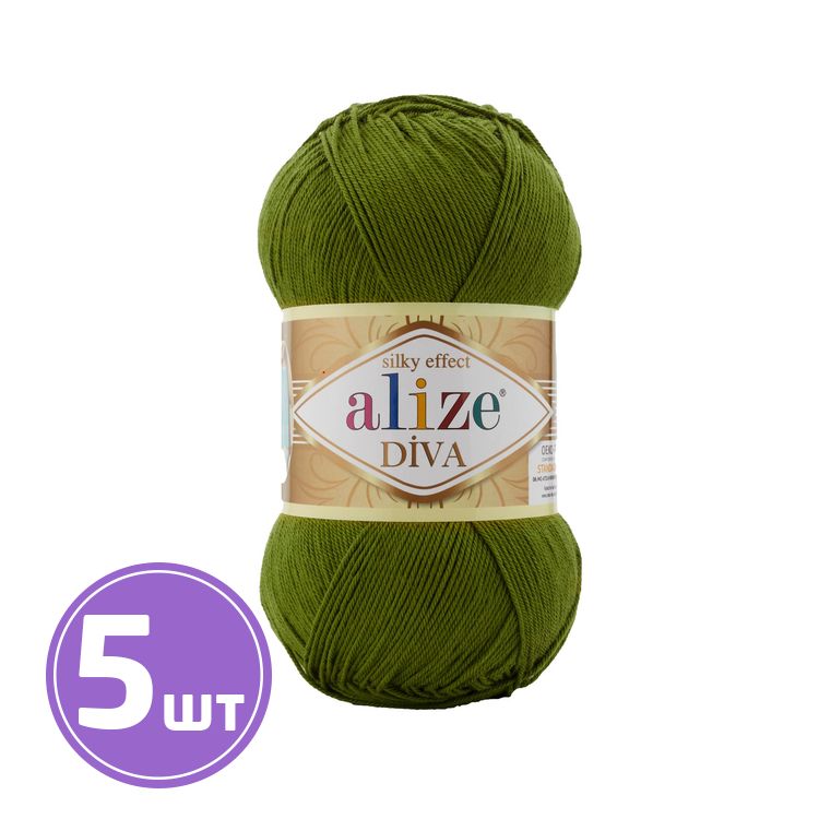 Пряжа ALIZE Diva Silk effekt (233), светло-оливковый, 5 шт. по 100 г