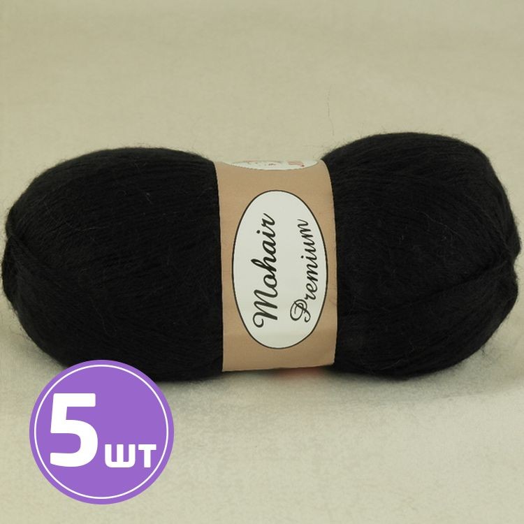 Пряжа COLOR CITY Mohair Premium (30), черный, 5 шт. по 100 г