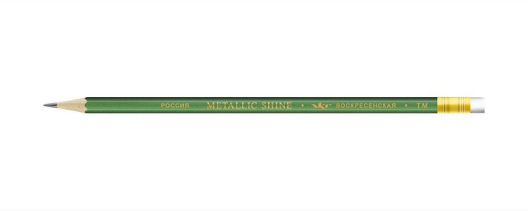 Карандаш графитный ВКФ «Metallic shine» с ластиком ТМ (HB), зеленый