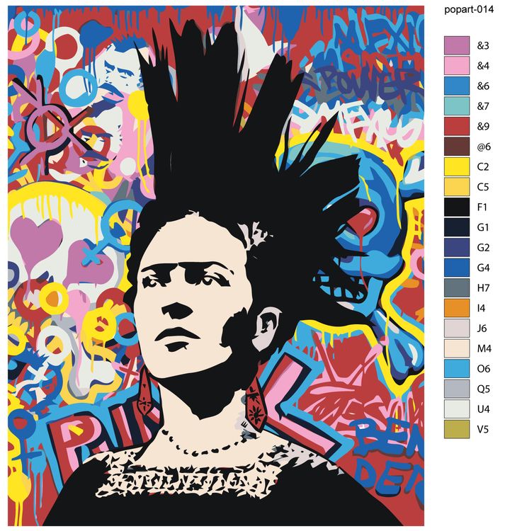 Картина по номерам «Pop Art Поп-арт: Фрида Кало панк» — картинка 3