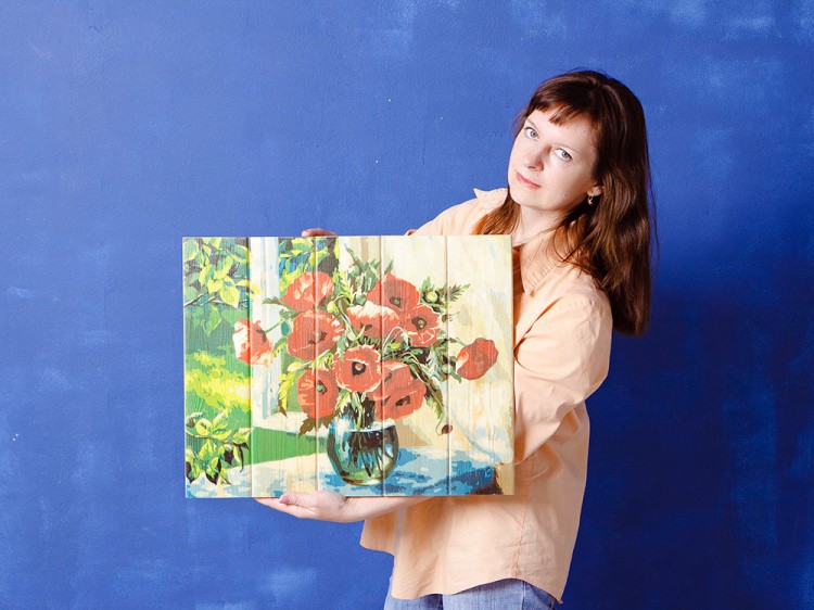 Картина по номерам по дереву Dali «Маки в вазе» — картинка 2