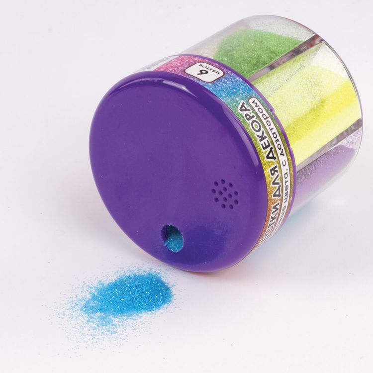 Блестки (глиттер), неон, диспенсер с дозатором, 6 цветов по 10 г, Остров Сокровищ — картинка 4