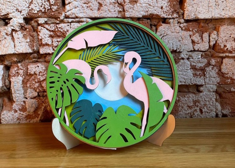 3D пазл-раскраска «Розовые фламинго» — картинка 3