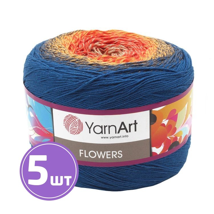 Пряжа YarnArt Flowers (258), мультиколор, 5 шт. по 250 г