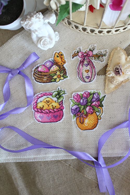 Набор для вышивания «Цыплята и верба. Магниты вышивка на пластиковой канве» — картинка 3