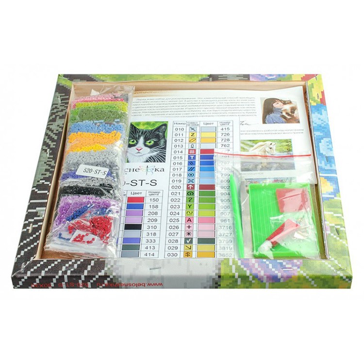 Алмазная вышивка «Кот в анютиных глазках» — картинка 5