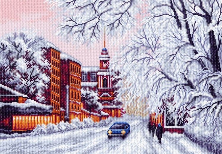 Рисунок на ткани «Зимний город»