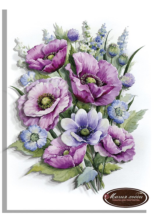 Набор папертоль «Лиловые маки» 29x20 см — картинка 2