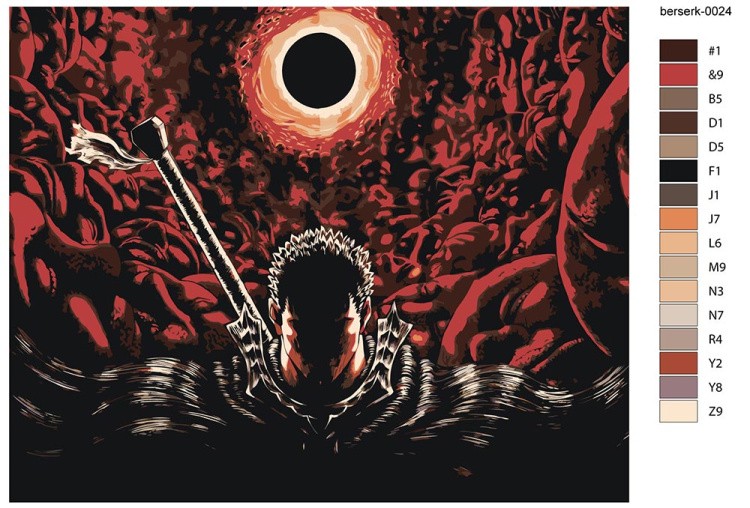 Картина по номерам «Берсерк Berserk манга аниме: Гатс 40x50» — картинка 2