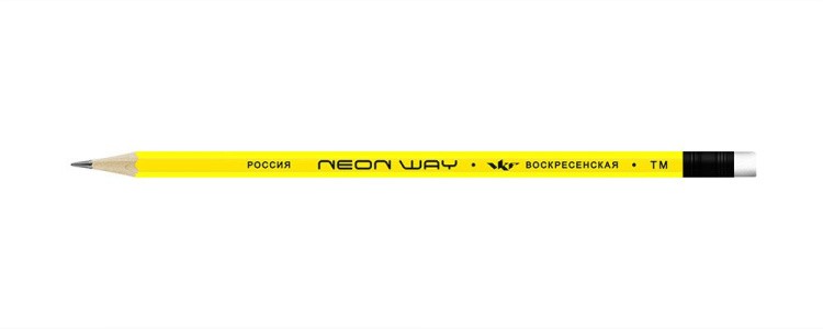 Карандаш графитный ВКФ «Neon way» неоновый ТМ (HB) с ластиком, желтый
