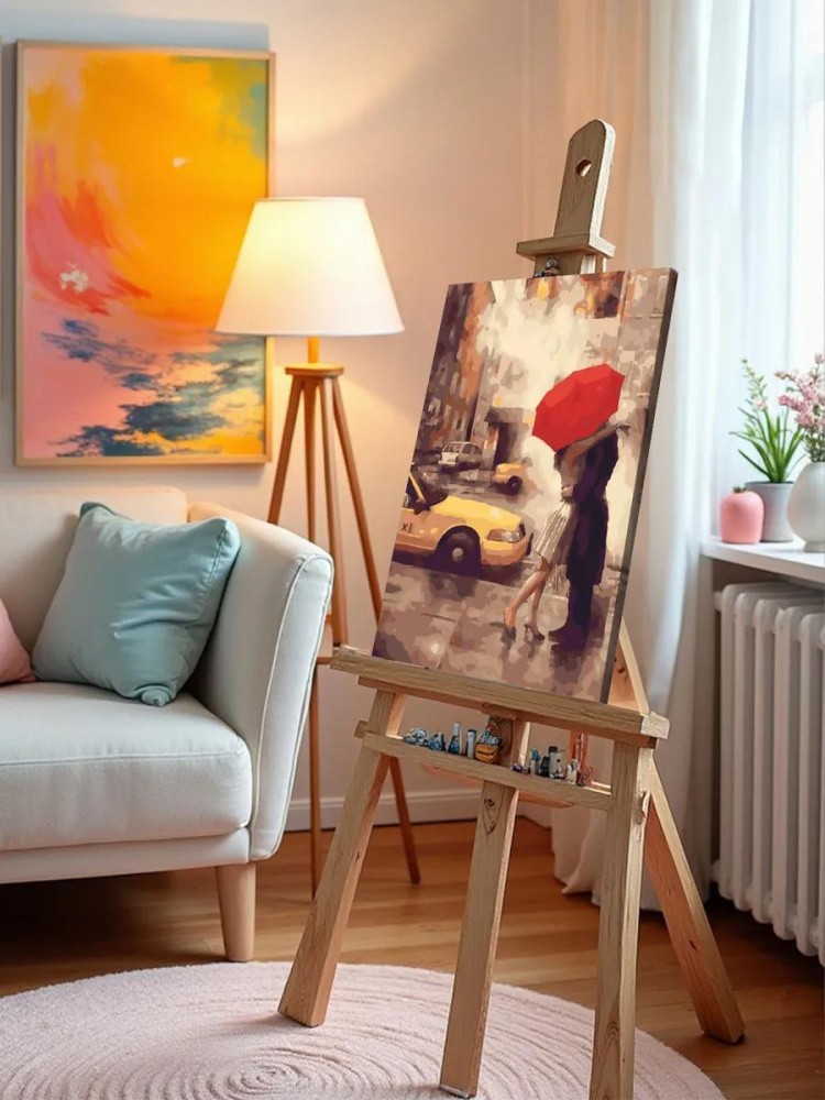 Картина по номерам «Счастье под красным зонтом» — картинка 10