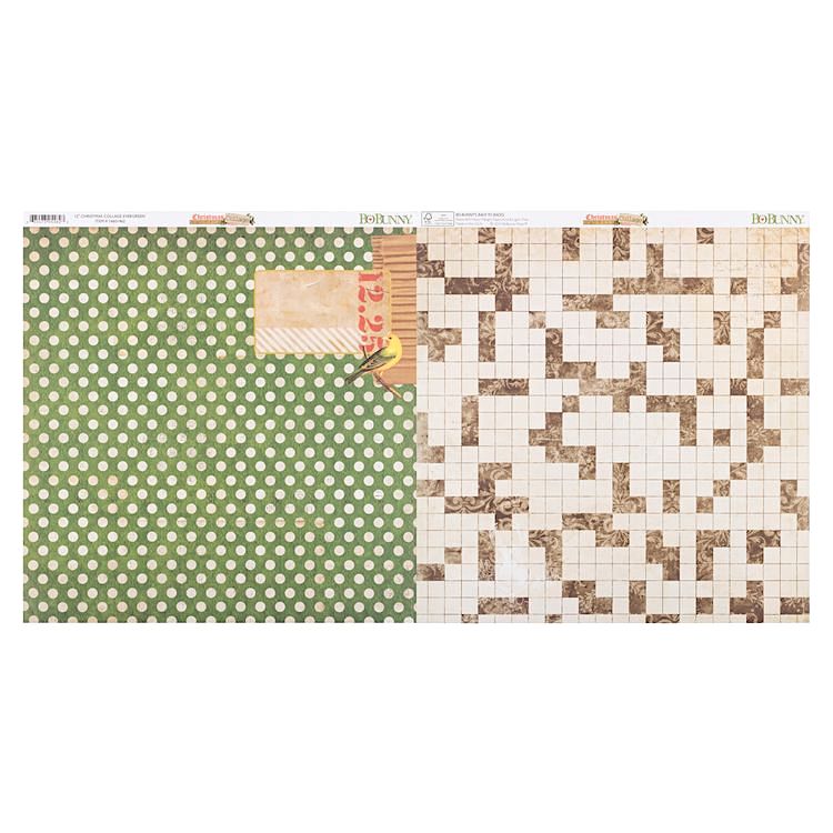 Бумага для скрапбукинга «Christmas Collage Evergreen», 180 г/м2, 30,5x30,5 см, 25 шт., BoBunny — картинка 2
