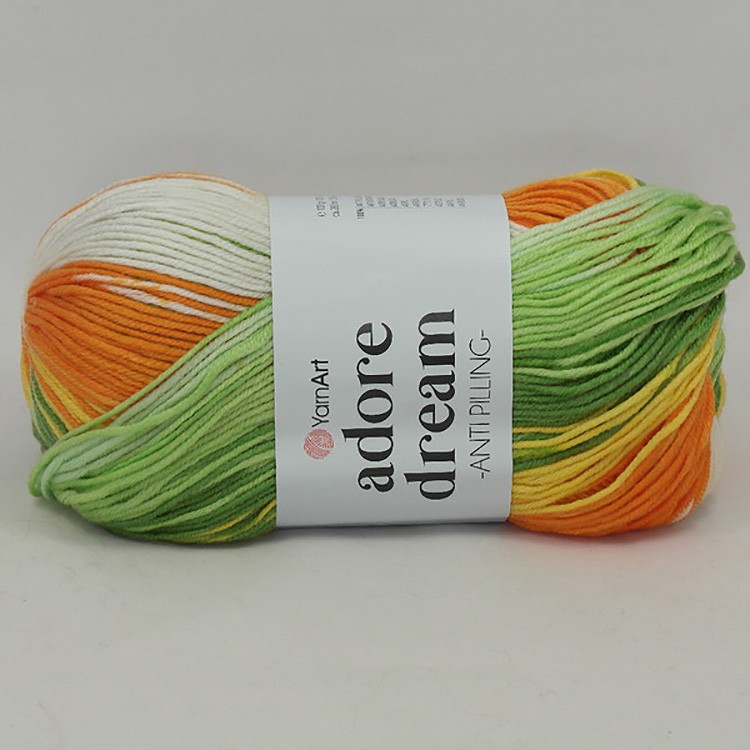 Пряжа YarnArt Adore Dream (1058), зелено-оранжевый, 5 шт. по 100 г — картинка 2