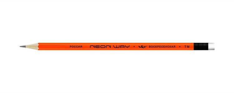Карандаш графитный ВКФ «Neon way» неоновый ТМ (HB) с ластиком, оранжевый