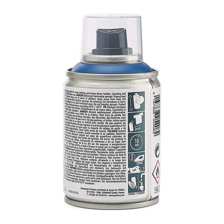 Краска для текстиля 7А Spray (аэрозоль), цвет: синий, 100 мл, Pebeo — картинка 4
