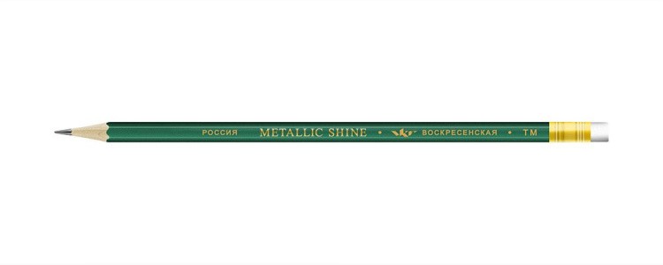 Карандаш графитный ВКФ «Metallic shine» с ластиком ТМ (HB), изумрудный