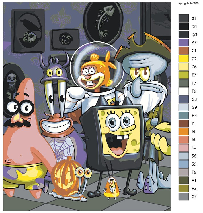 Картина по номерам «Губка Спанч Боб и друзья: Хэллоуин» — картинка 2