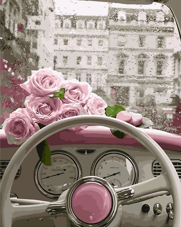 Картина по номерам «Розы в авто»