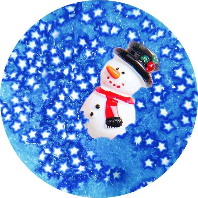 Слайм «Стекло» Физ голубой с блестками со снеговиком, 180 г — картинка 3