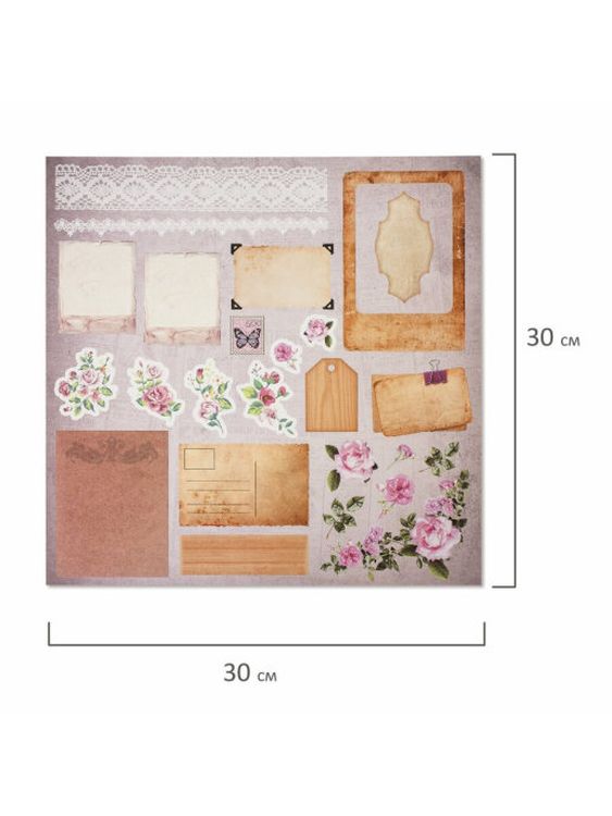 Бумага для скрапбукинга 30х30 см «Винтаж», 12 дизайнов — картинка 8