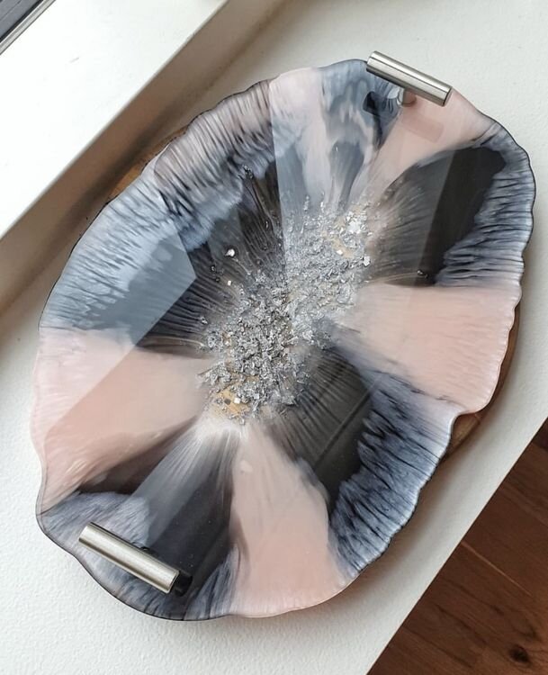 Силиконовый молд для эпоксидной смолы - Поднос жеода №3, 34х24 см — картинка 4