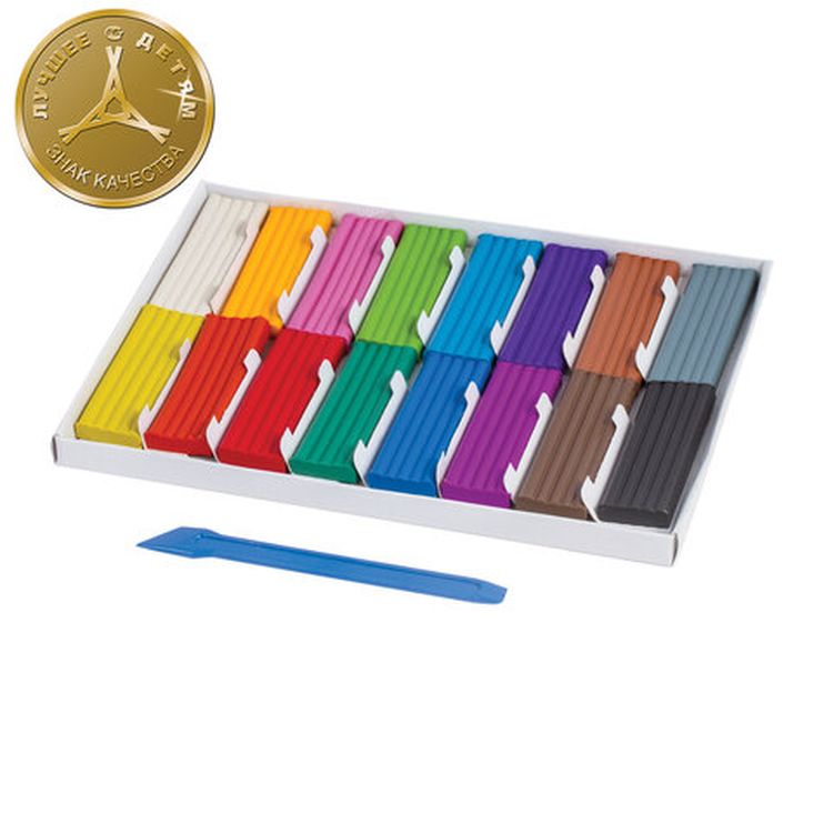 Пластилин классический Юнландия «Веселый шмель», 16 цветов, 240 г, со стеком — картинка 2