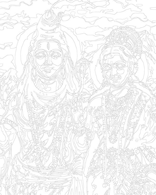 Картина по номерам «Религия индуизм: Шива и Парвати (Шакти)» — картинка 3