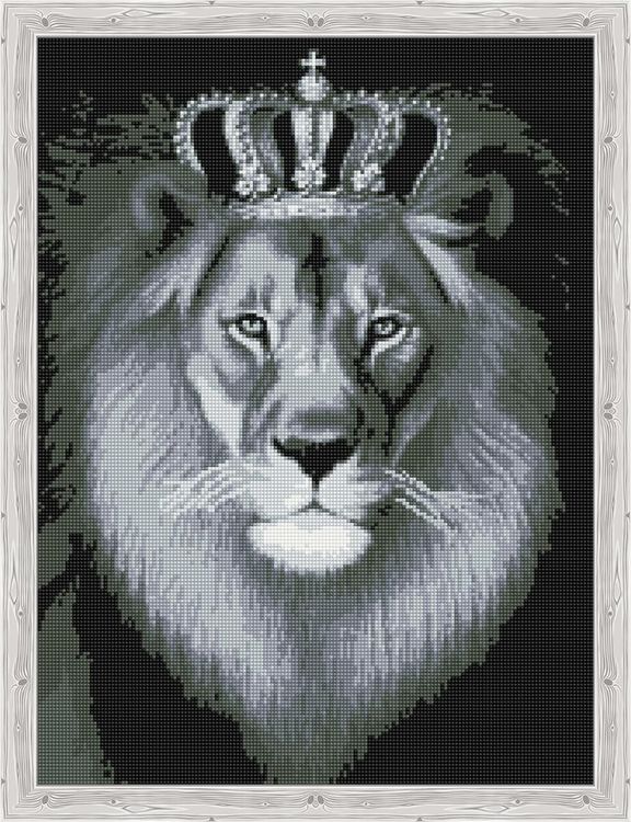 Алмазная вышивка «Черно-белый лев»