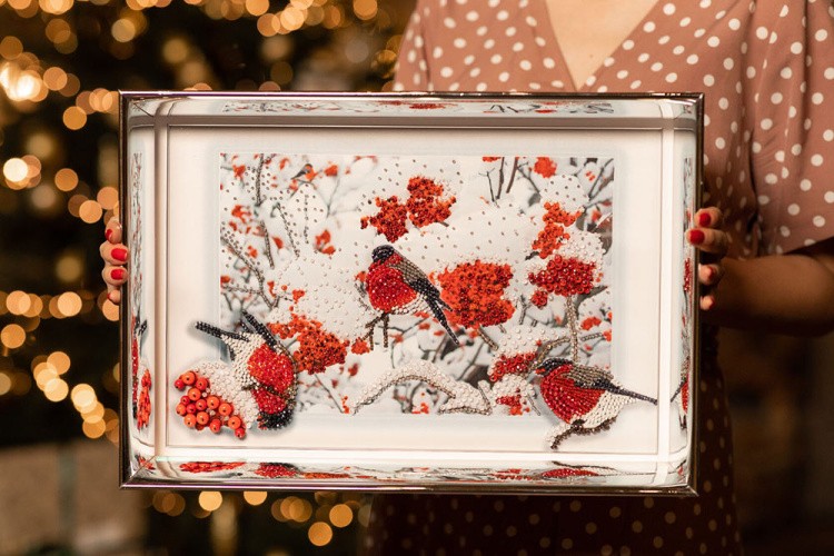 Вышивка Образа в каменьях «Снегири» — картинка 2