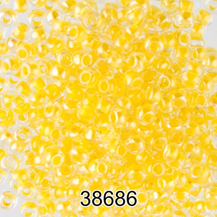 Бисер Чехия круглый 5 10/0, 2,3 мм, 500 г, цвет: 38686 желтый