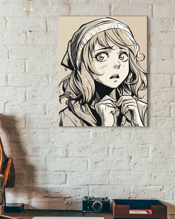 Картина по номерам «Черно-белый арт рисунок девушка аниме» — картинка 3