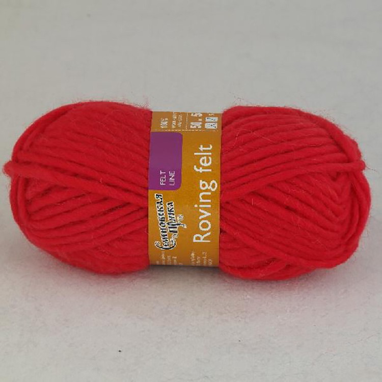 Пряжа Семеновская Roving felt (213), кармин 5 шт. по 50 г — картинка 3