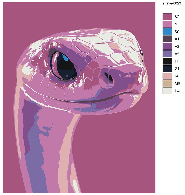 Картина по номерам «Розовая змея, Символ года, животные» — картинка 2