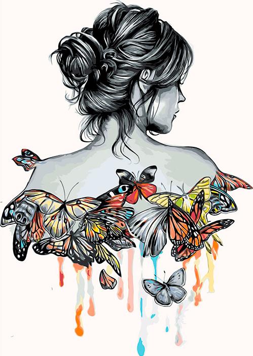 Картина по номерам «Девушка в бабочках»