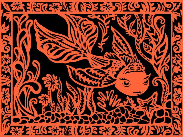 Вытынанка «Золотая рыбка» (оранжевый) — картинка 2