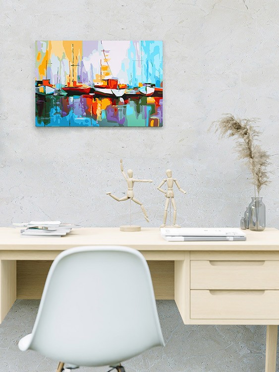 Картина по номерам «Цветные лодки в порту» — картинка 4