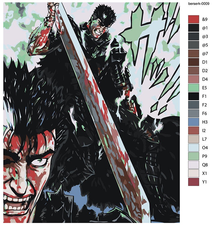 Картина по номерам «Берсерк Berserk манга аниме: Гатс 40x50» — картинка 2