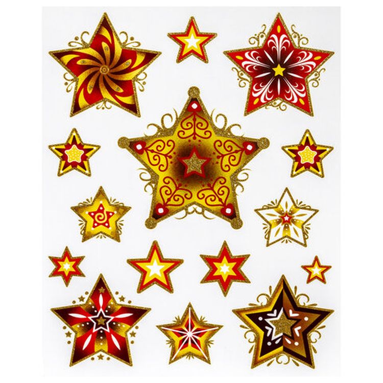 Украшение для окон и стекла «Красно-золотые снежинки 3» — картинка 2