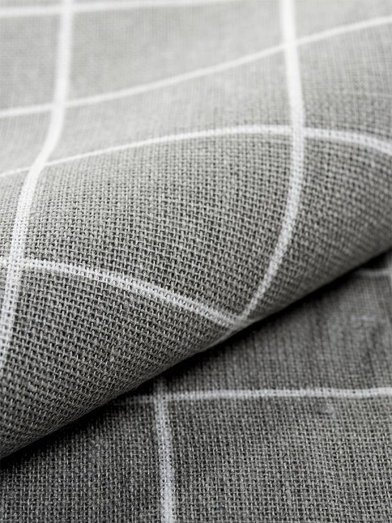 Ткань Лен, 140 г/м², 5 м x 150 см, цвет: серый, принт клетка, TBY — картинка 3
