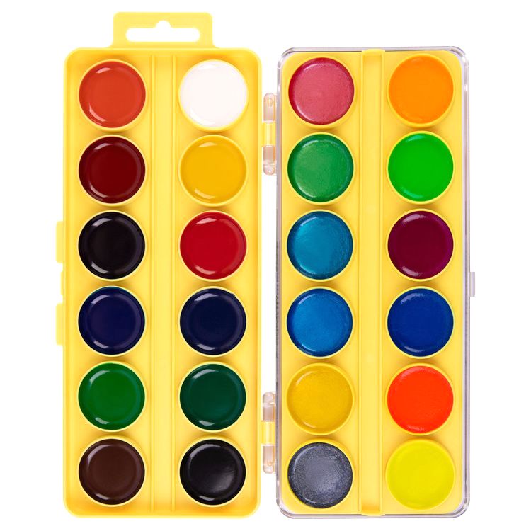 Краска акварель «Играй», медовые, без кисти (двухъярусная), 24 цв., Лео — картинка 4