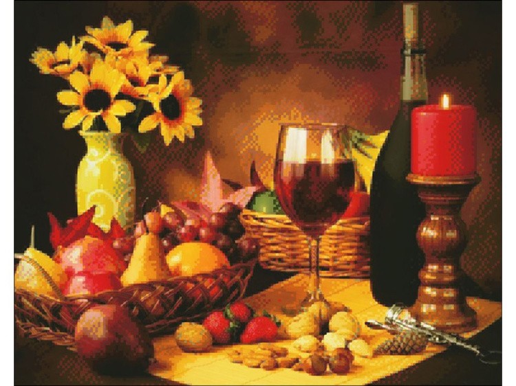 Алмазная вышивка «Молодое вино и фрукты» — картинка 2