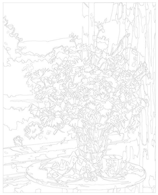 Картина по номерам «Цветы: Букет из полевых цветов на окне» — картинка 3